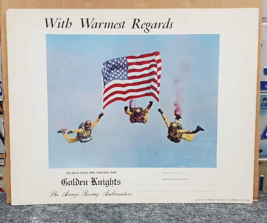 Vintage 1970's Golden Knights US Army Parachute Team Heavy stock Poster 16x20