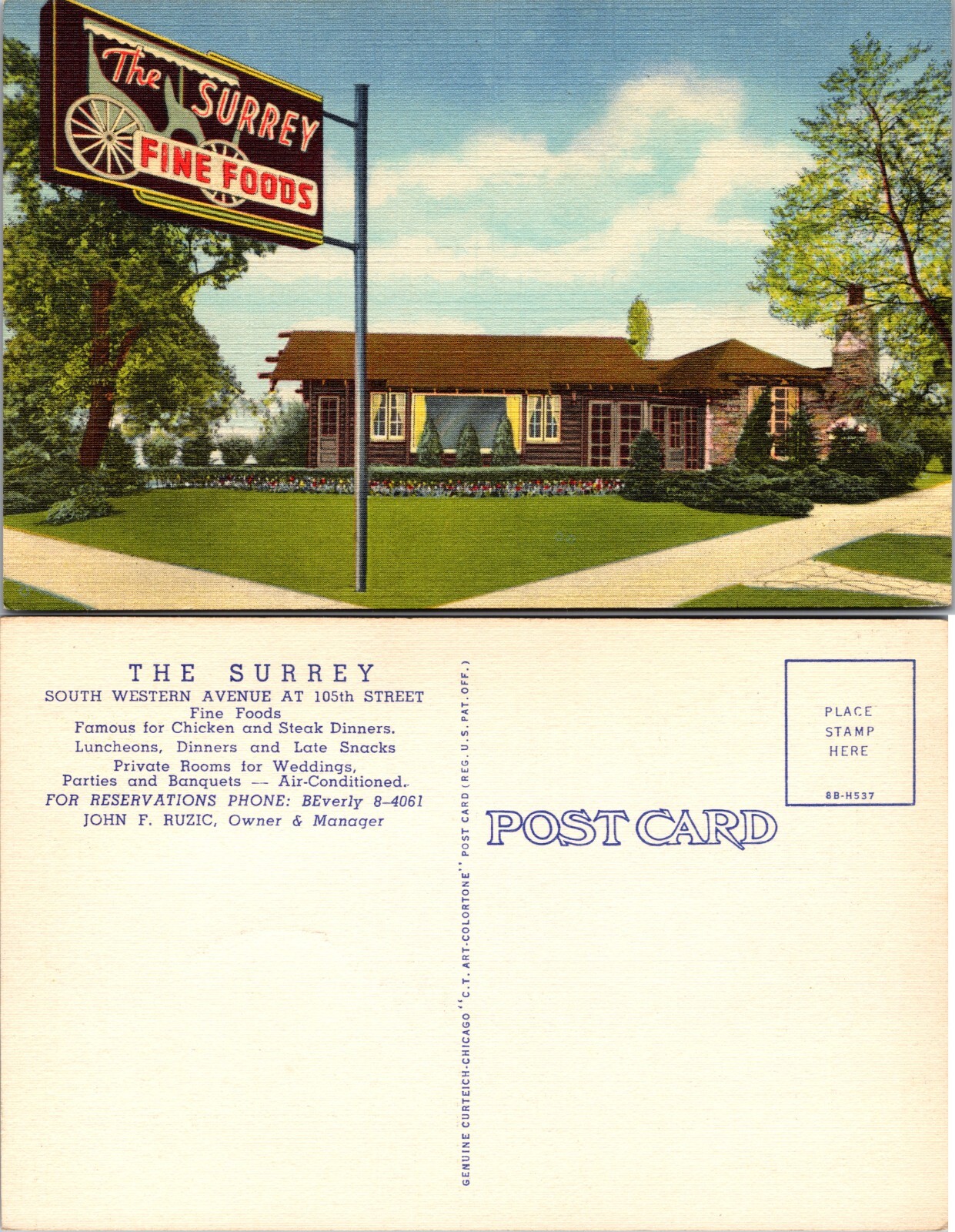 The Surrey Fine Foods Restaurant Exterior View Chicago Illinois IL Postcard