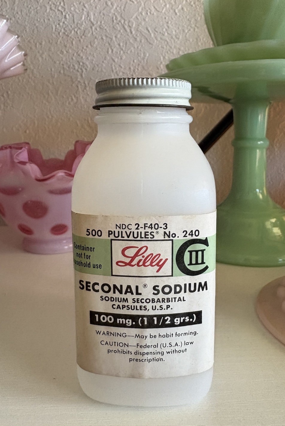Vintage Eli Lilly SECONAL Sodium 500ct - Barbiturate Dispensing Medicine Bottle