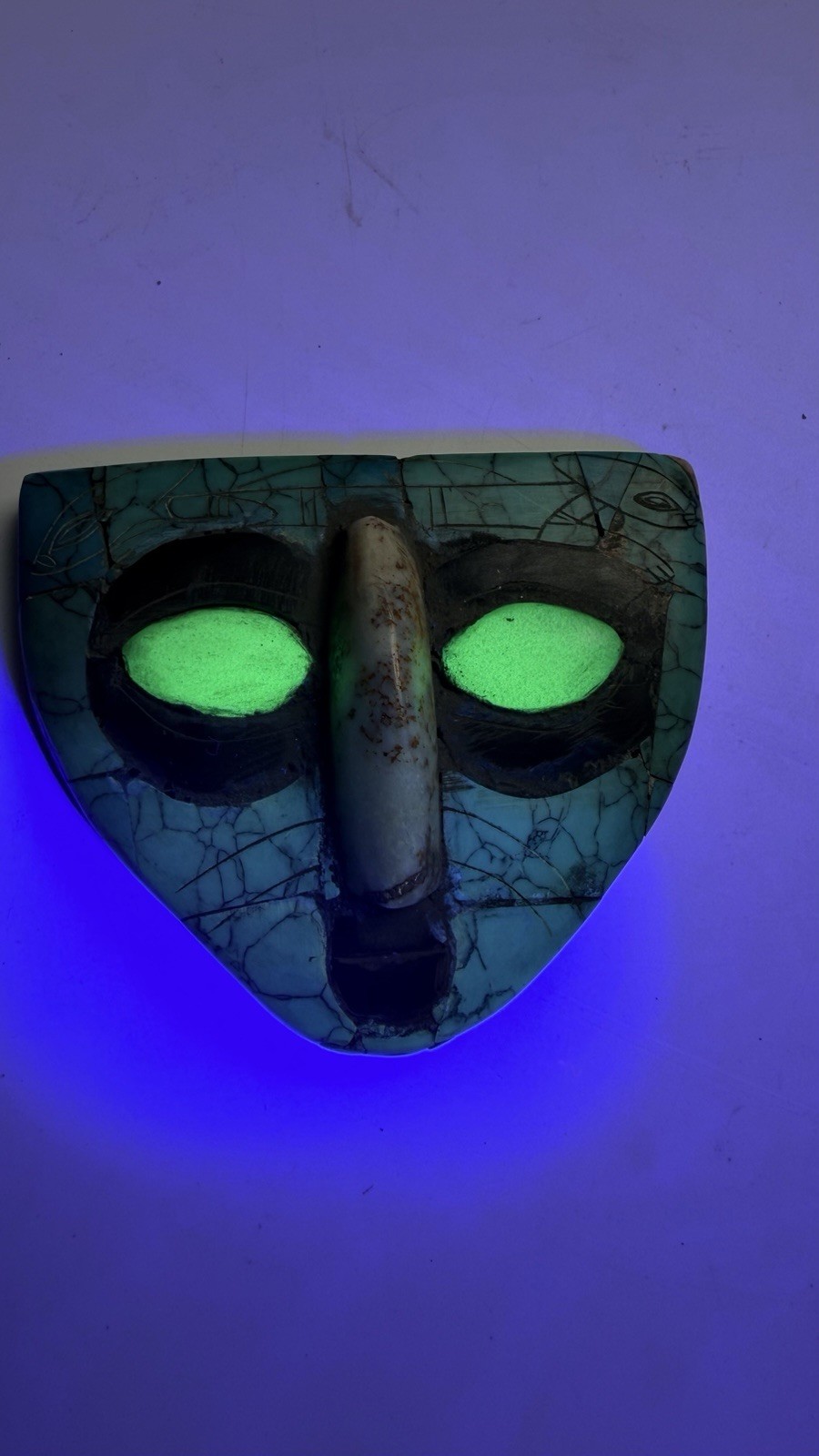 Ojuelos De Jalisco Tourquoise Mosiac Mask Pendant Mexico Ye Ming Zu Glowing Eyes