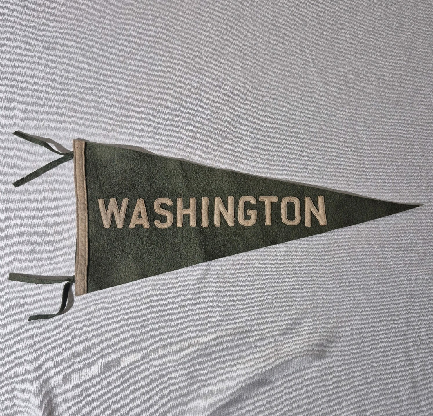 VTG 1910s 1920s Washington State Wool Felt Green Pennant Sewn 