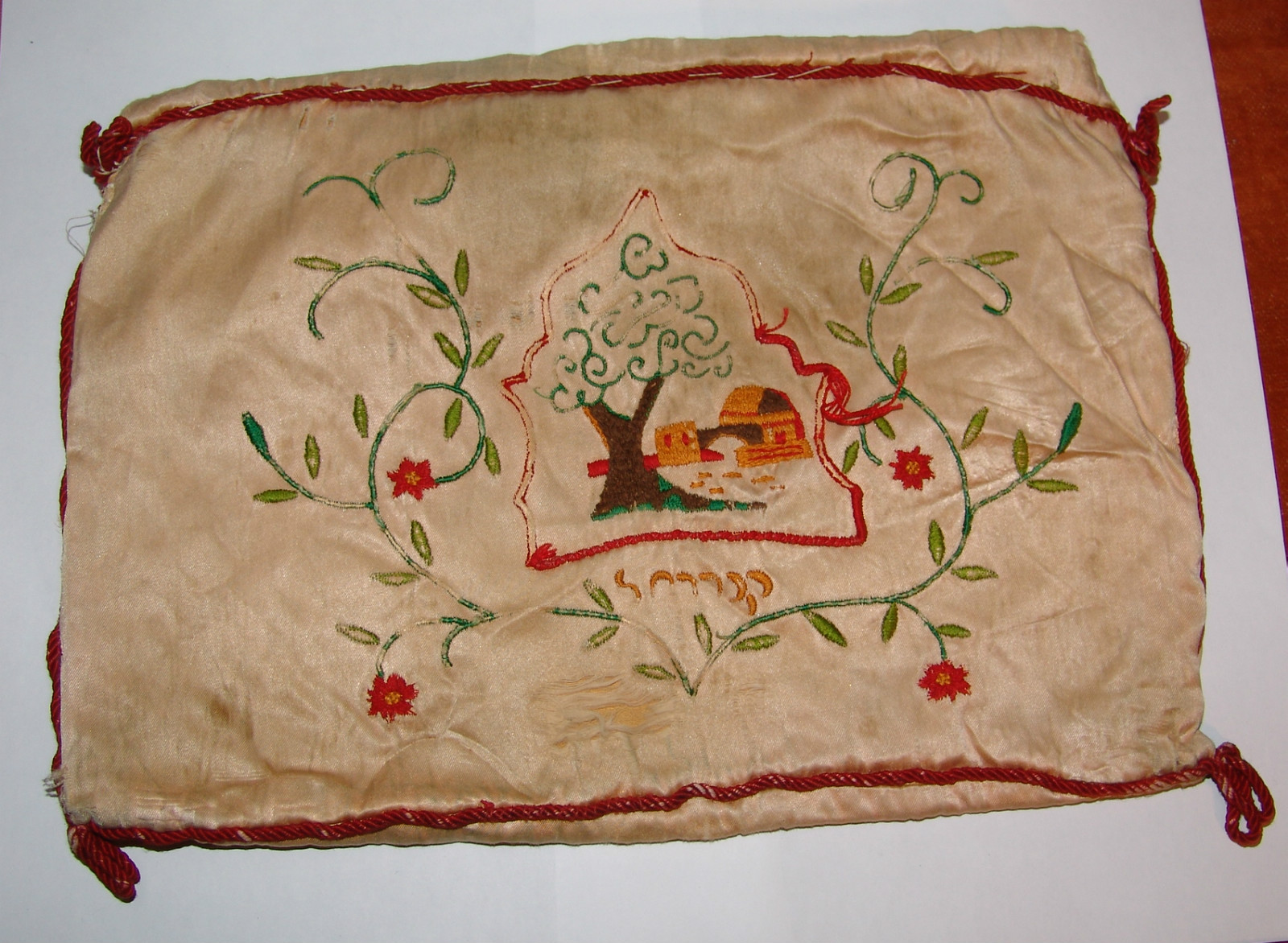 Ad Jewish Judaica antique handmade embroidery textile needlepoint rachel tomb