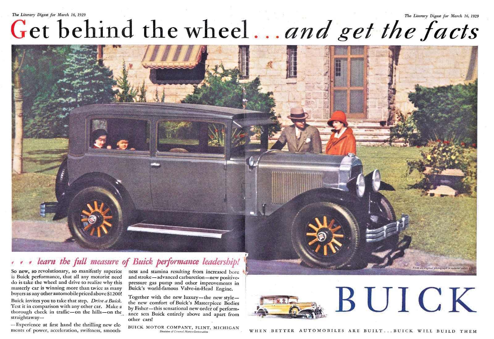 1929 Buick Silver Anniversary Model 20 Sedan Centerfold Ad ~ 12x17