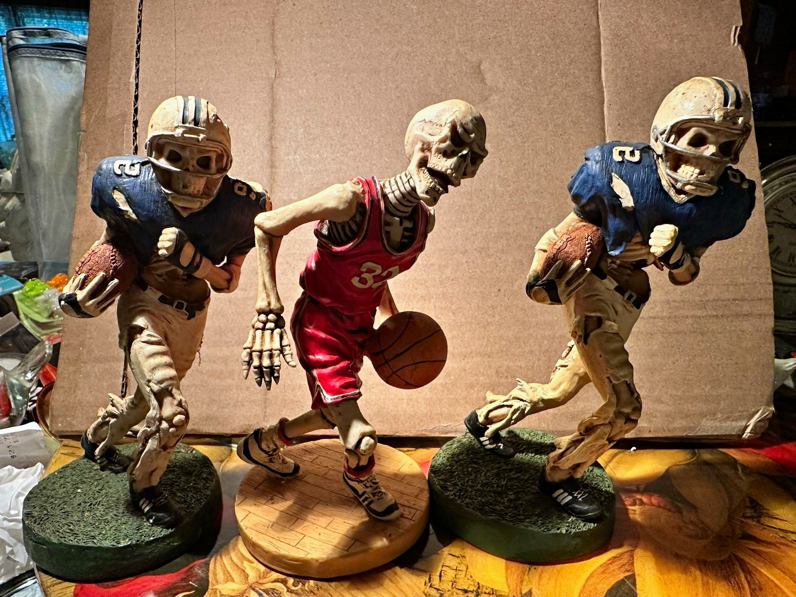 Vintage 2001 Summit Collection Skeleton Sports Figurines - Lot of 3