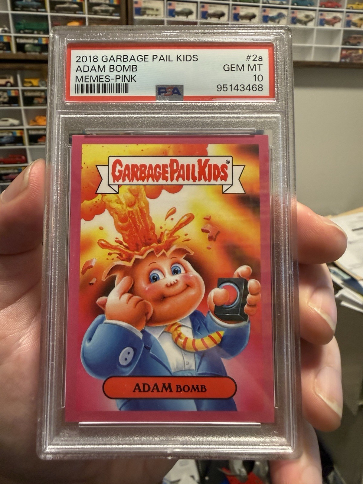 2018 Garbage Pail Kids Adam Bomb Memes PINK PARALLEL PSA 10 GEM MINT  2a