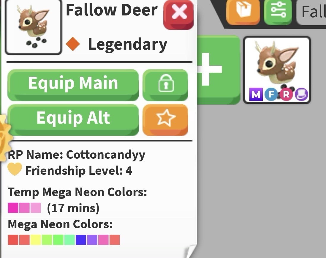 Adopt Me Fallow Deer Legendary Mega FR