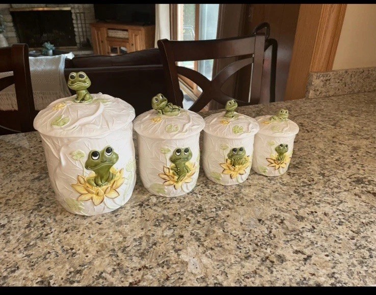 Vintage 1970's Sears & Roebuck Neil The Frog Canister Set of 4