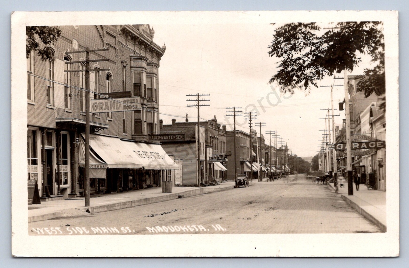 J90/ Maquoketa Iowa RPPC Postcard c1910 W. Side Main St Opera House 260