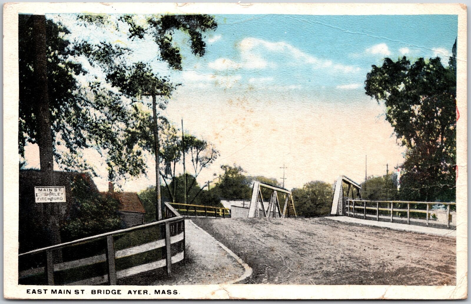 1918 East Main Street Bridge Ayer Massachusetts MA Posted Postcard