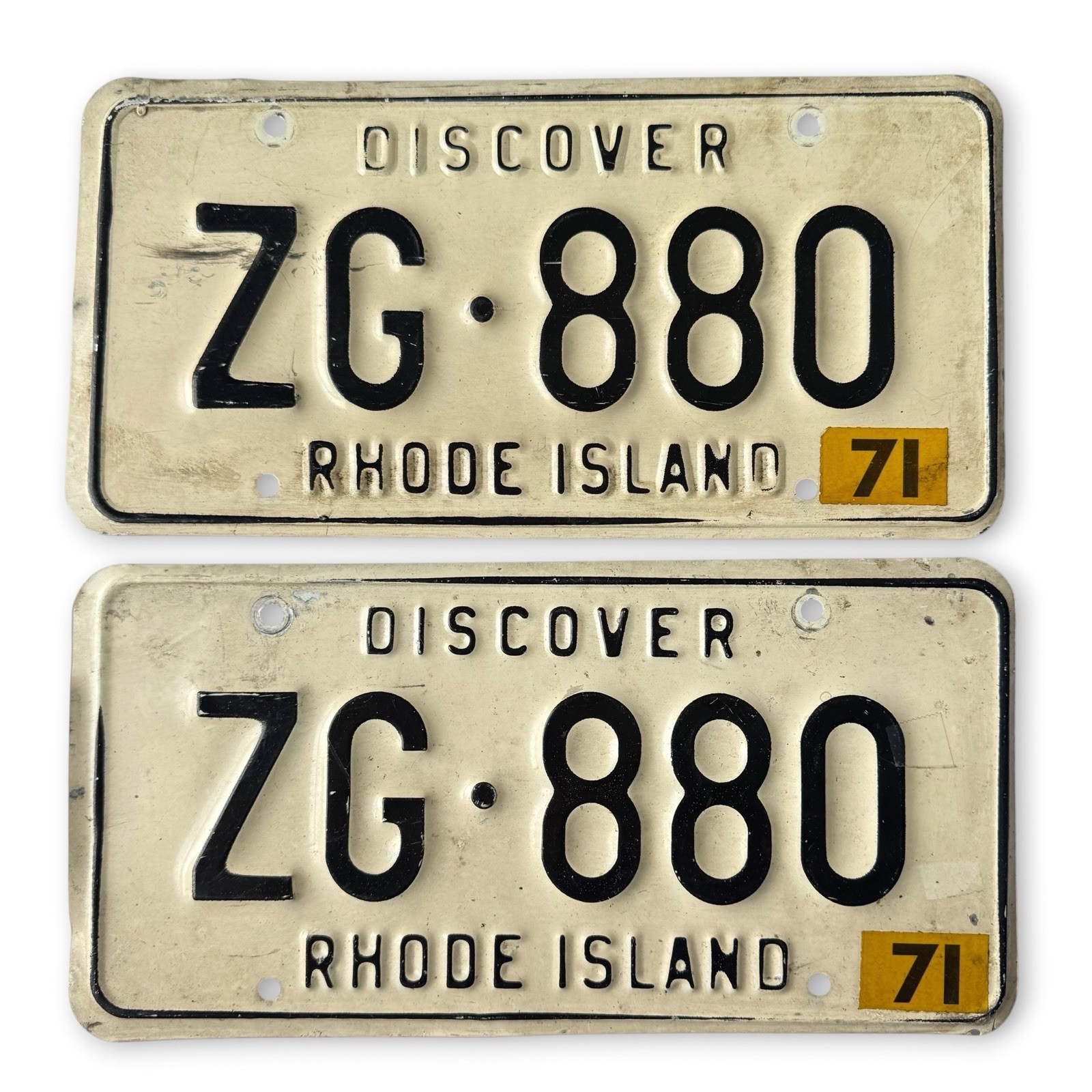 Vintage Rhode Island Discover License Plate  ZG 800 1971