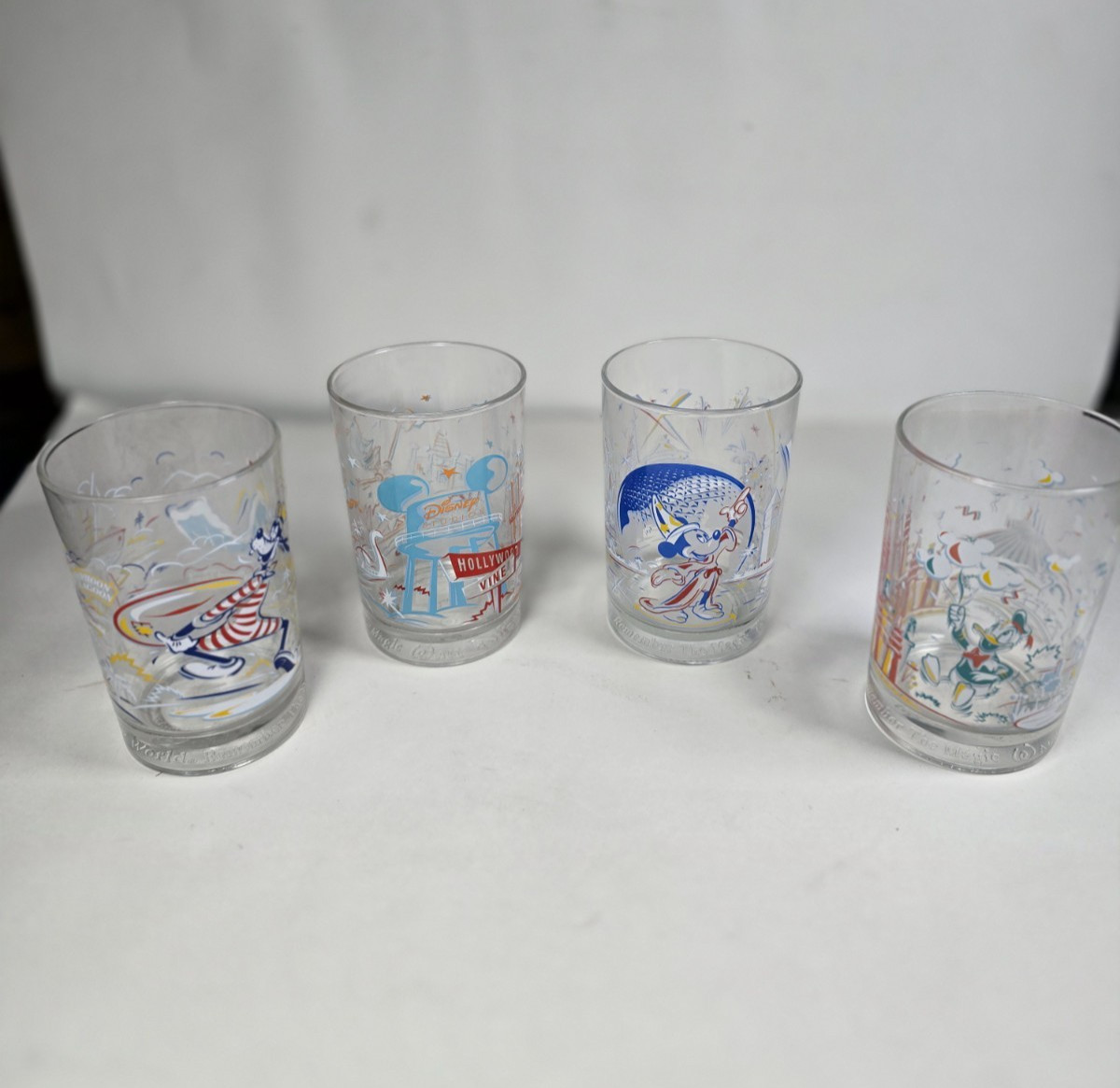 Set of 4 McDonalds Walt Disney World Remember The Magic 25th Anniversary Glasses