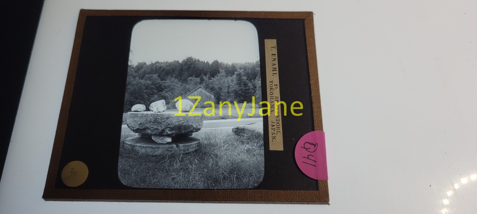 Q41 HISTORIC Glass Magic Lantern Slide World Cruise 31 T ENAMI 3 ROCK LARGE ROCK