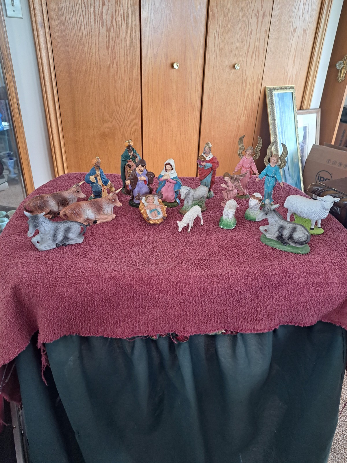 Depose Italy Vintage Signed 18 Piece Christmas Nativity Set Hand Painted