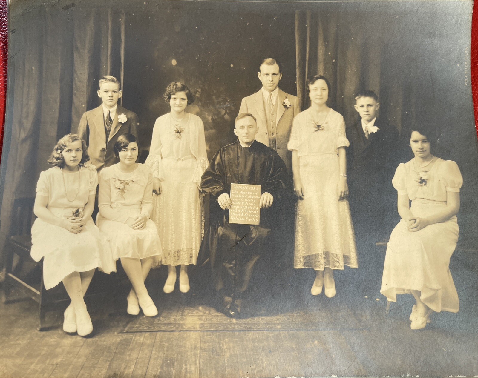 Religious Antique B/W Photo 1920’s Confirmation Class Photo Eastern PA 8 x 10