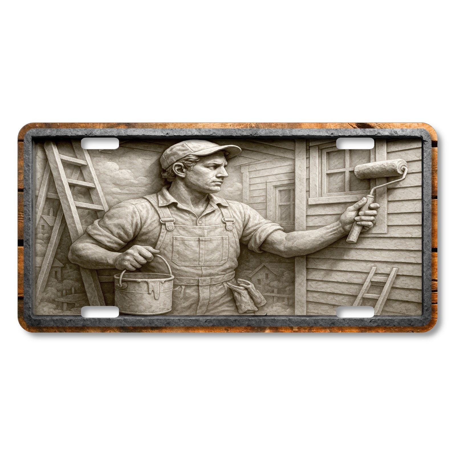House Painter Stone Relief License Plate Aluminum – Flat Print – LP-OC008