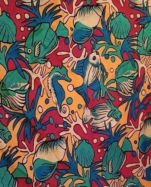 VintageBeachFabric, High Quality, Marinelife Print, Cotton, 44