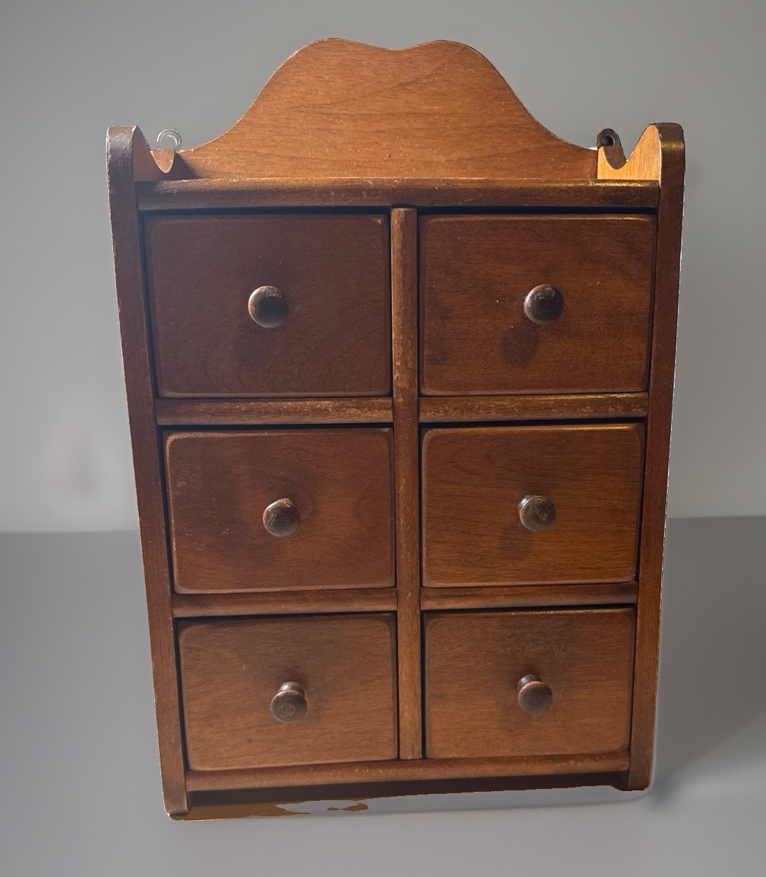 Antique Wooden 6 Drawer Spice WALL Cabinet Box Cupboard Apothecary Primitive