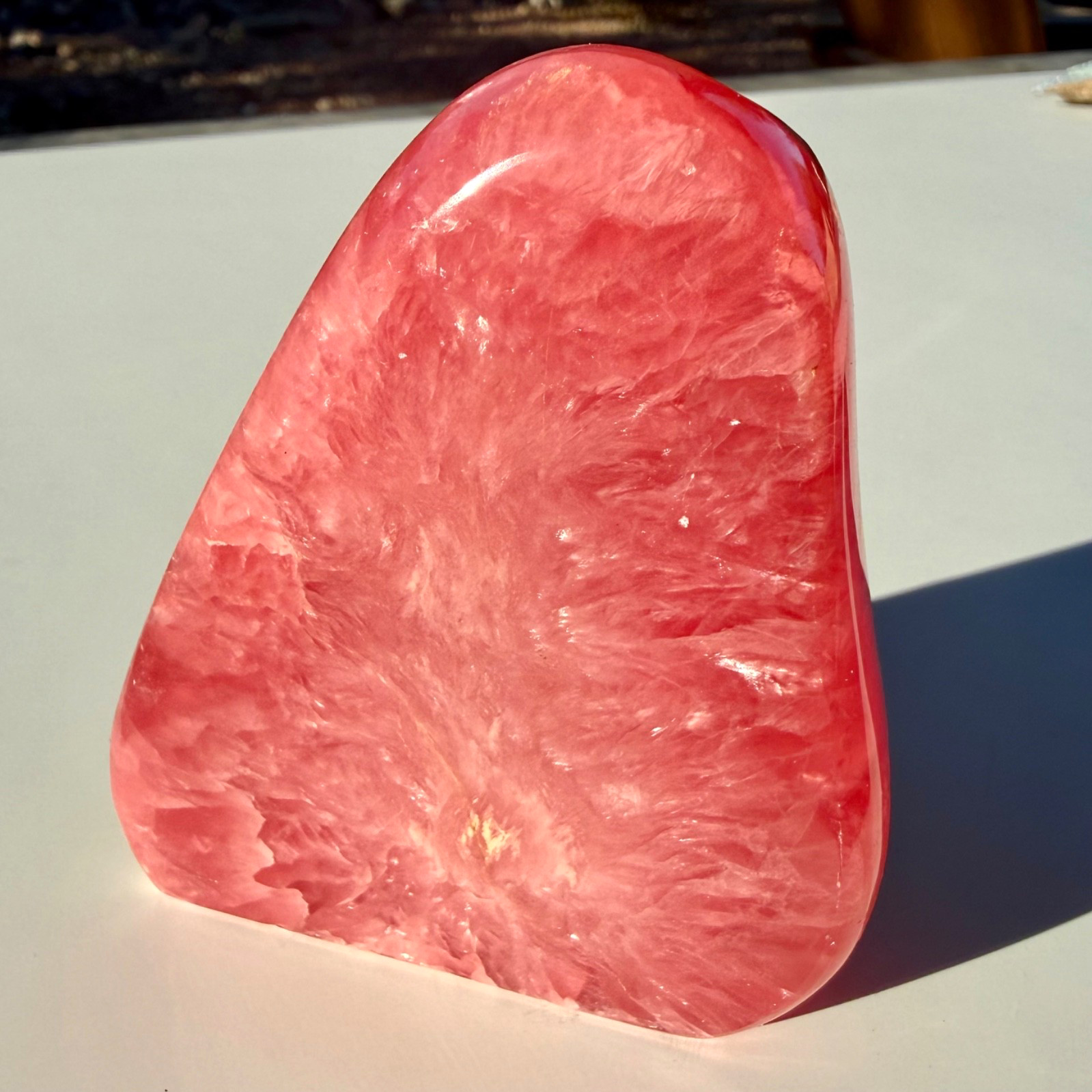 Rhodochrosite Crystal Freeform, Polished w/ Rough Side, Catamarca Argentina 334g