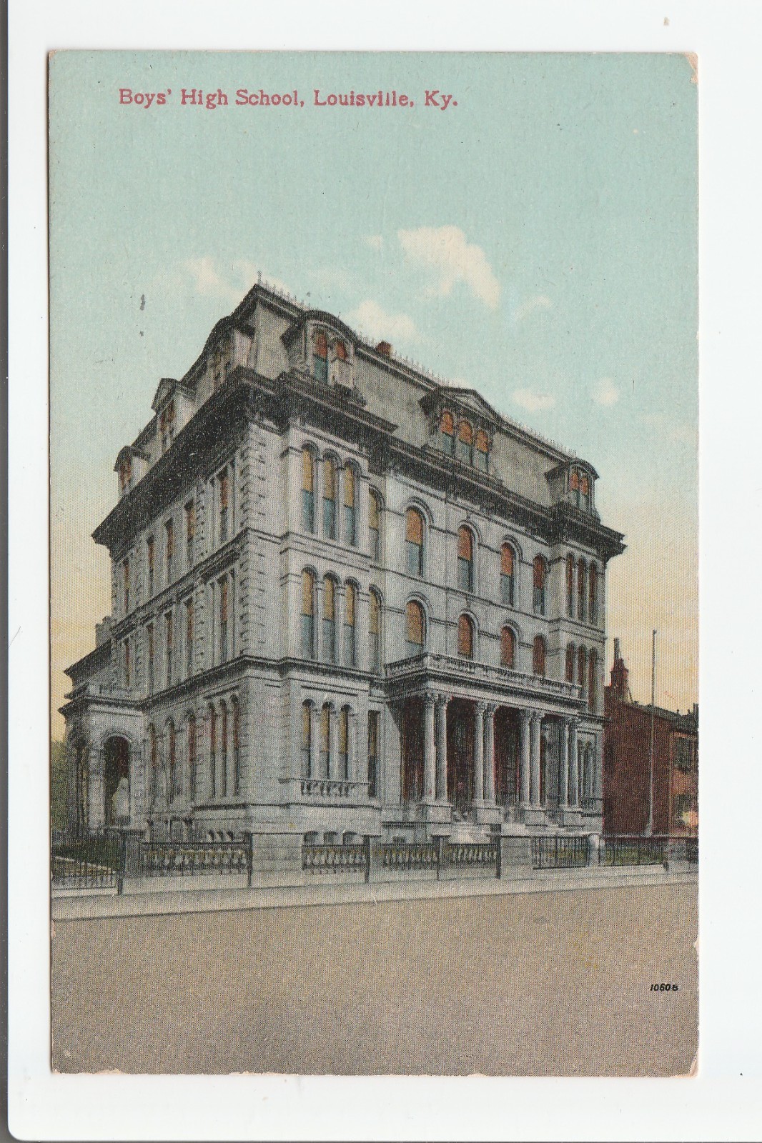 Louisville KY postcard - Boys High School 1910