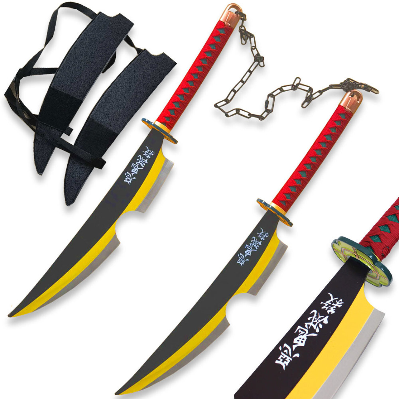 Kimetsu no Yaiba Demon Slayer Uzui Tengen Twin Swords Set with Chain