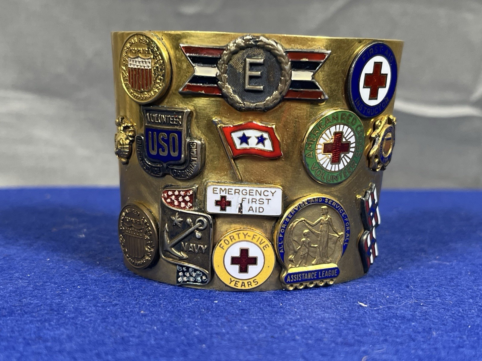 WWII Era Souvenir Homefront Custom E Award / Red Cross / Etc Bracelet