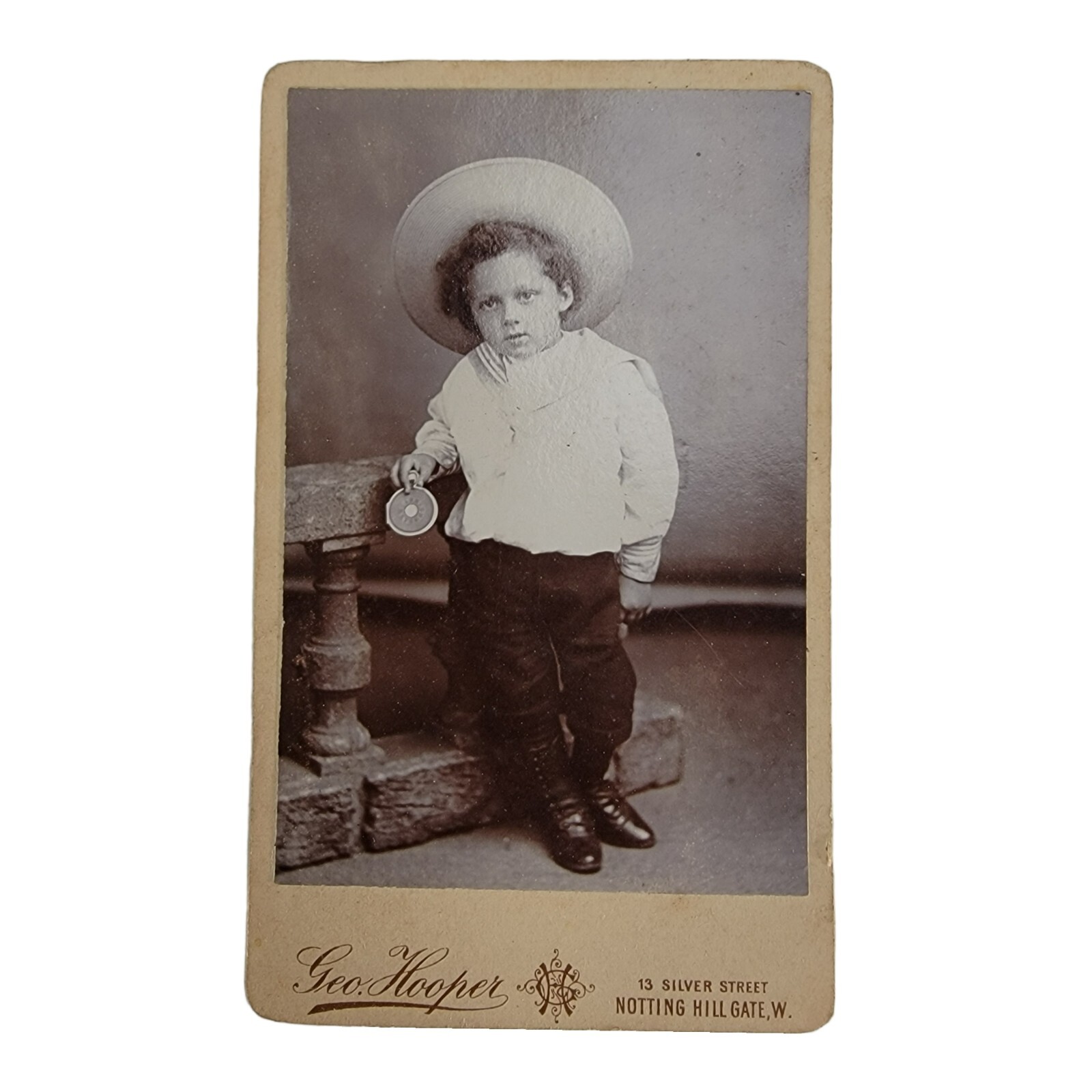Antique Boy Cabinet Card Photographs by George Hooper Photo Card 1904
