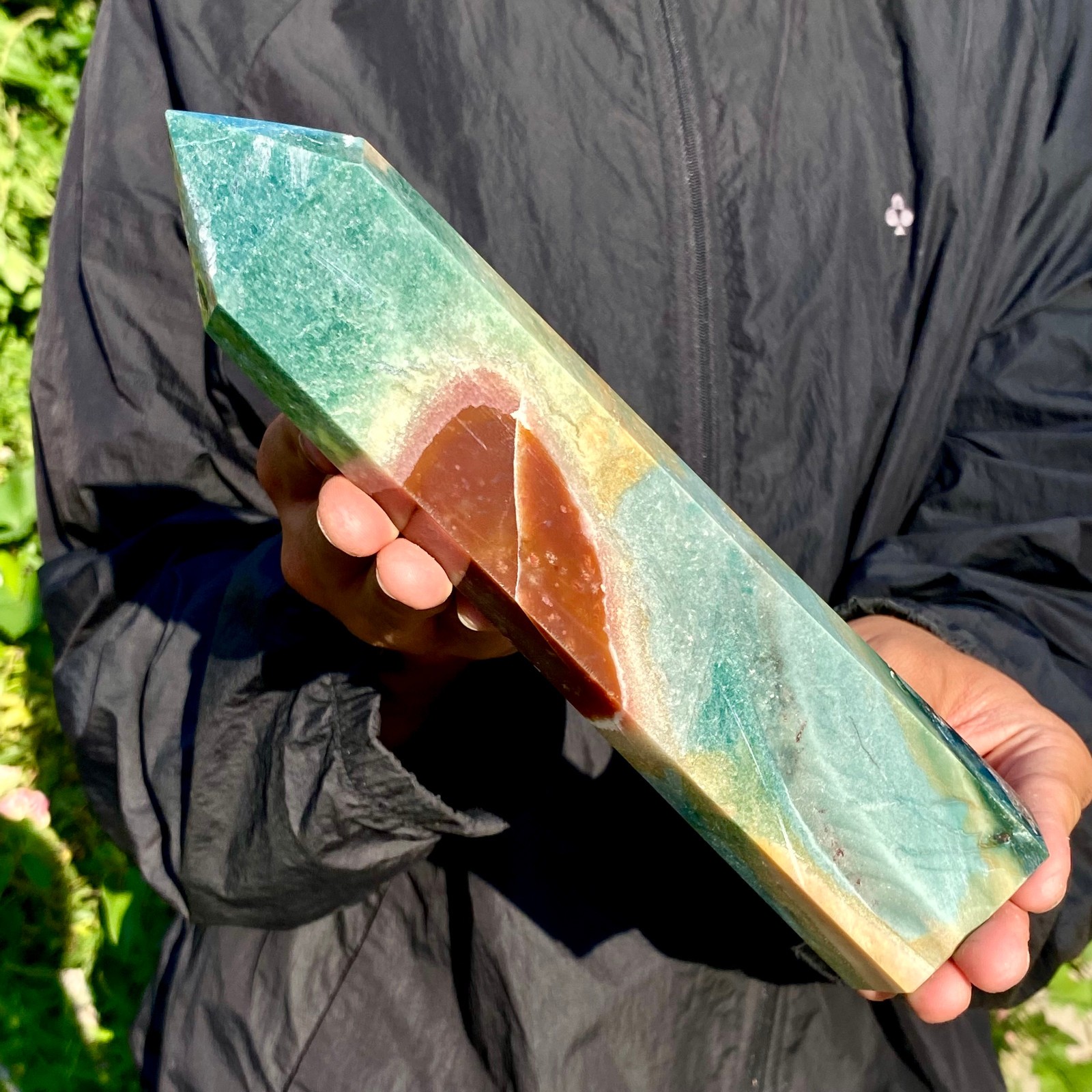 2LB Natural Ocean Jasper obelisk Crystal polished Mineral Specimen Healing
