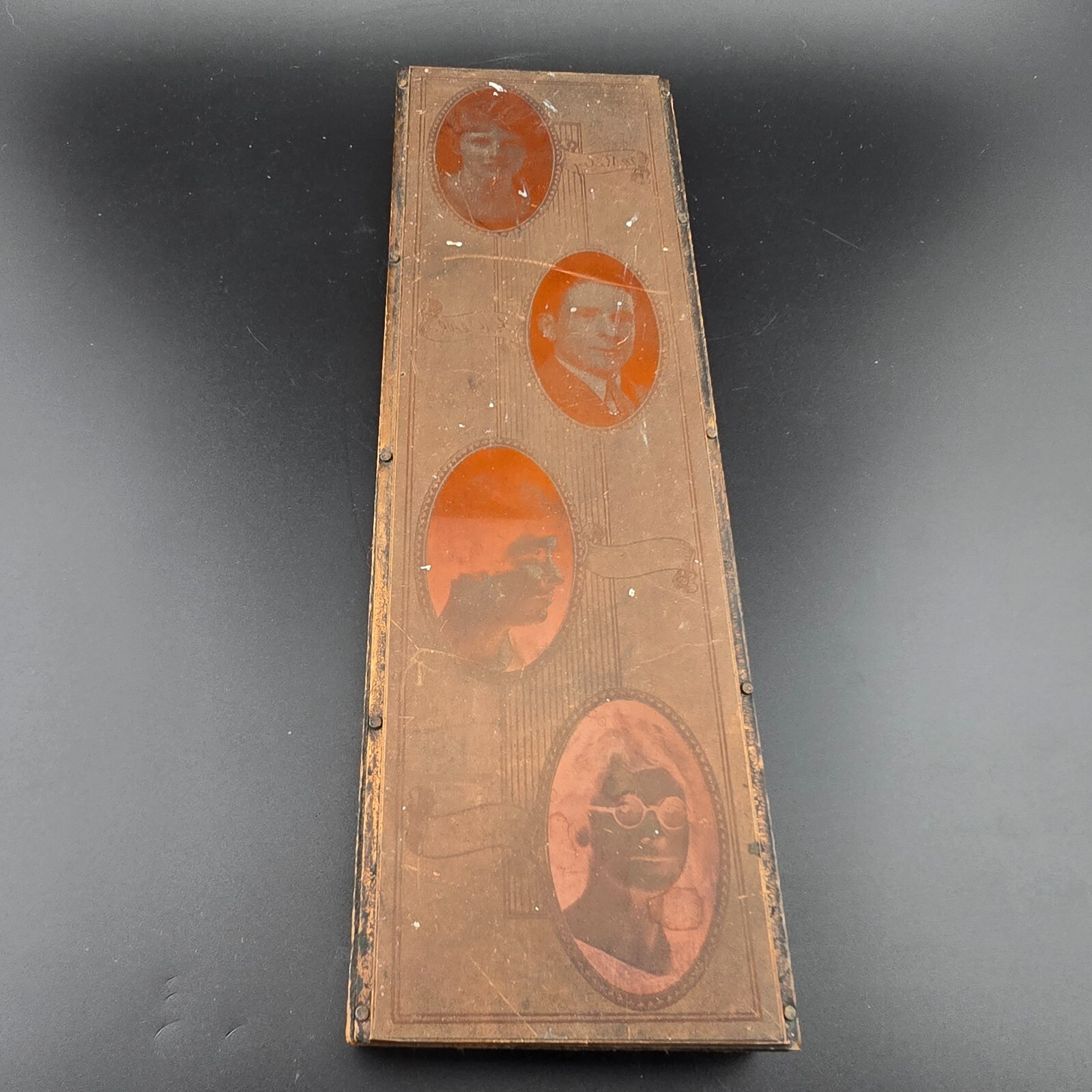 Vintage Edwardian Early 1900s Copper Portraits Newsprint Block 8.5\
