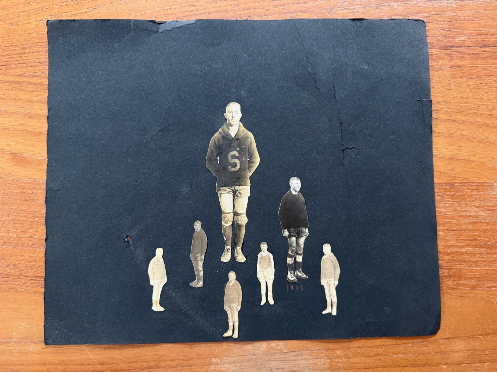 VINTAGE 1917 SOCCER PLAYER PHOTO SCRAPBOOK PAGE Black White Photographs 10