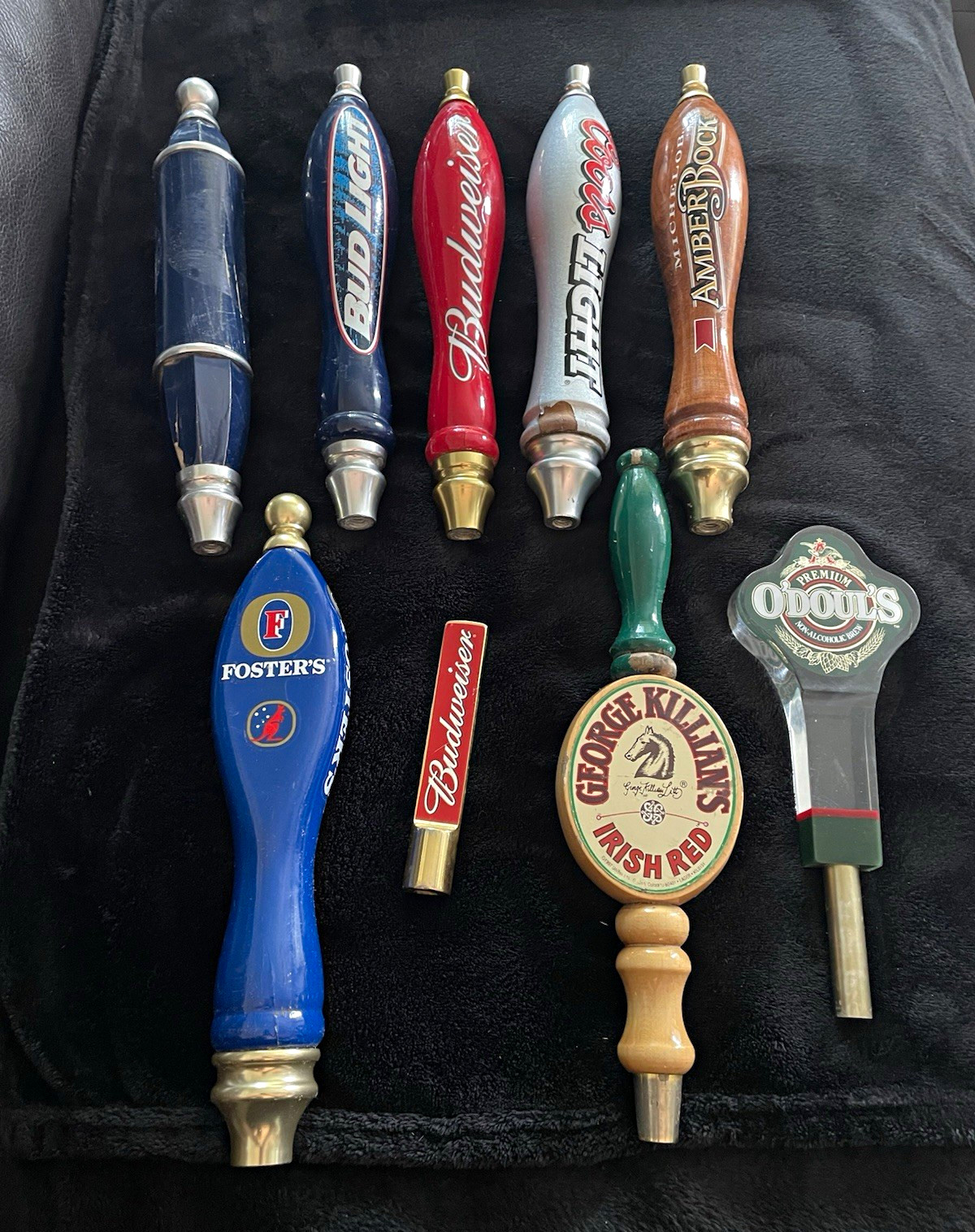 Budweiser Lot of 9 Beer Tap Handles/Knobs Bud Light Coors Foster's O'Doul's