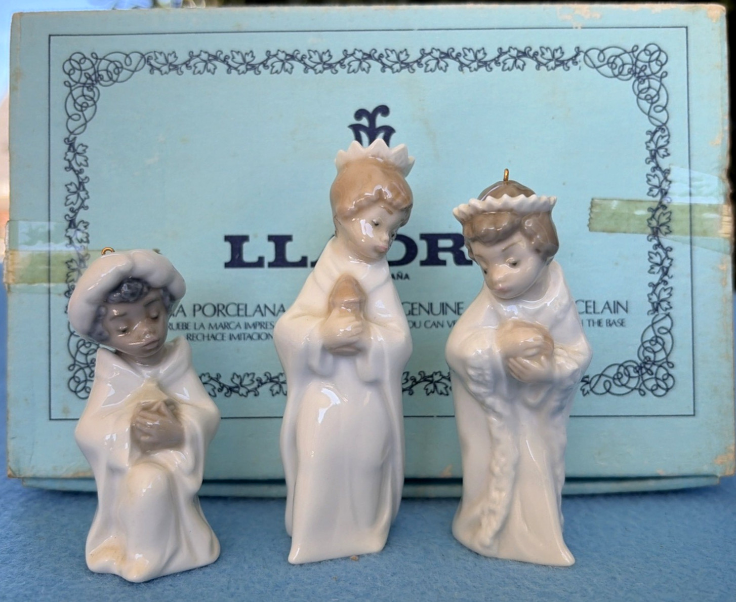 NIB Vintage Lladro 5729 Three Kings Mini Reyes Nativity Ornament Set Of 3