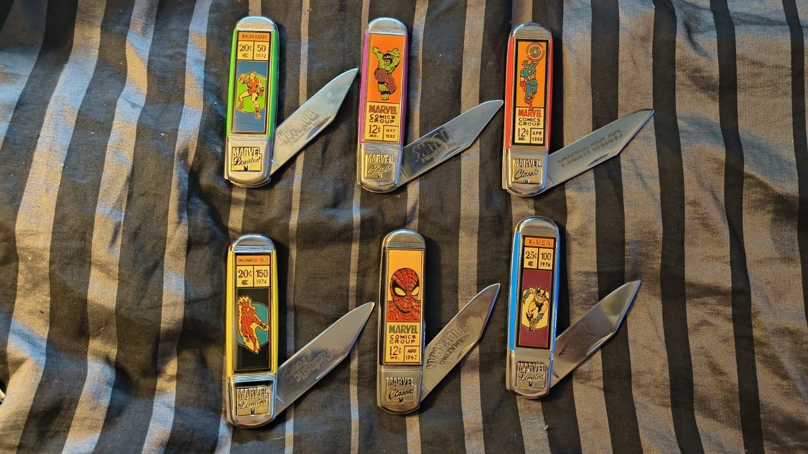 Franklin Mint Marvel Comics Pocket Knife Collection Lot of 6 - Cases & Boxes