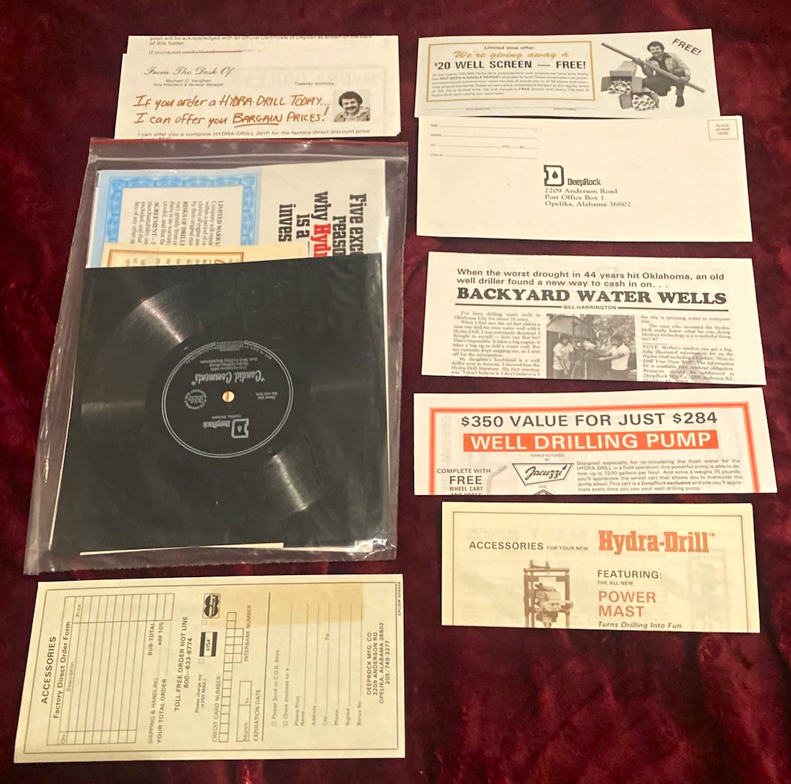 Vintage DeepRock Hydra Drill 1980s Advertising Ephemera W/ Large Poster & Record