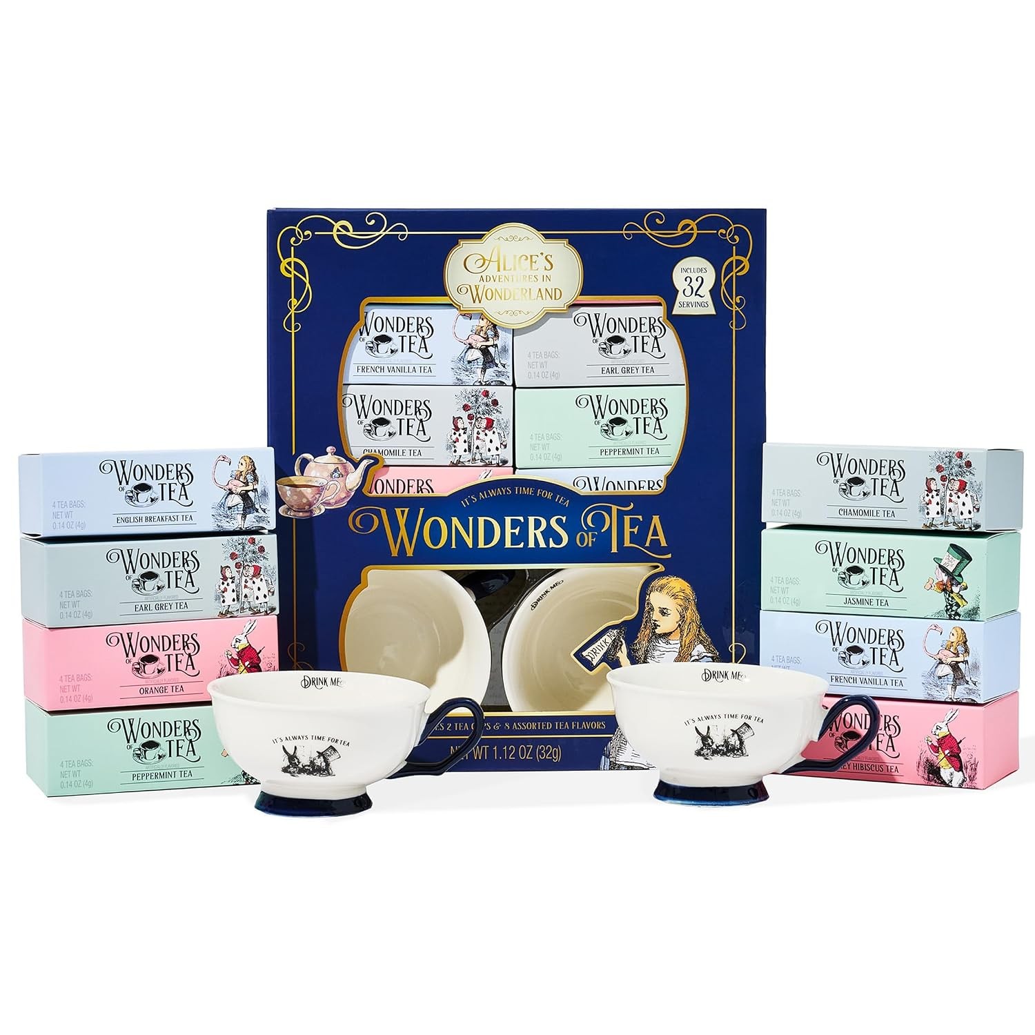 Alice's Adventures in Wonderland Book Gift Set, Tea Cups & Tea