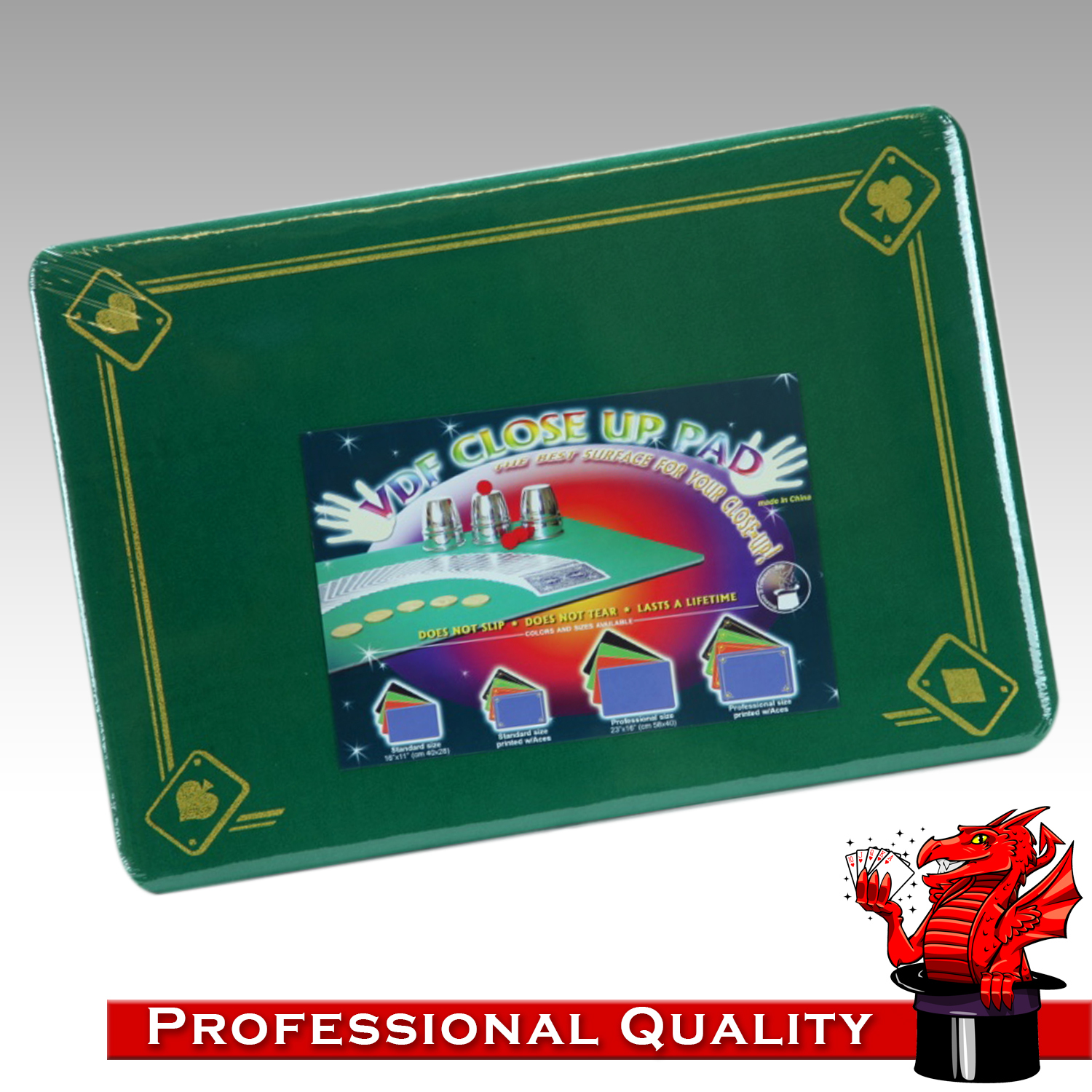 VDF Magicians Close Up Pad / Mat /  Green with Aces - Magic - Standard Size