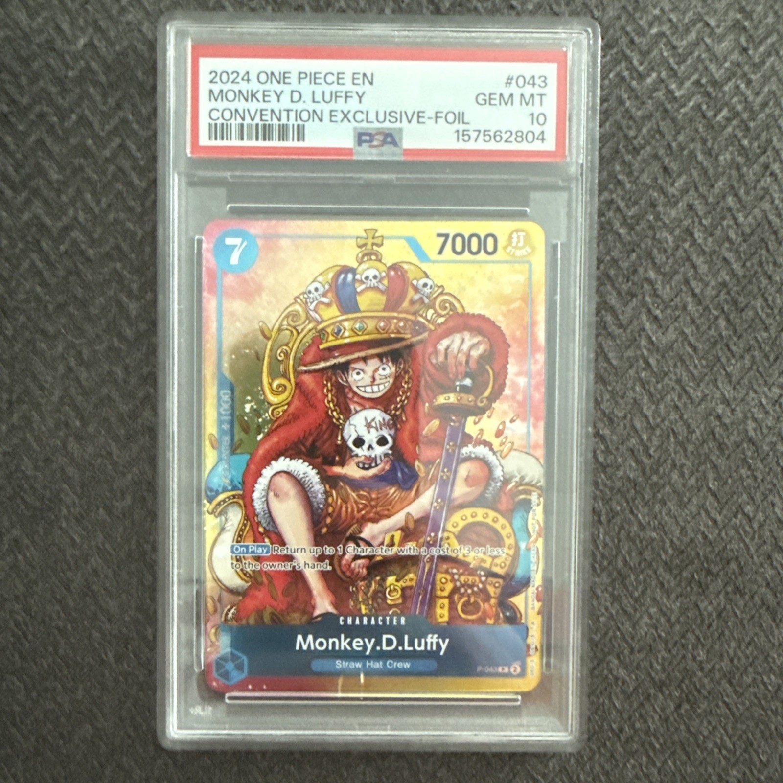 2024 One Piece EN Monkey D. Luffy #043 Convention Exclusive Foil PSA 10
