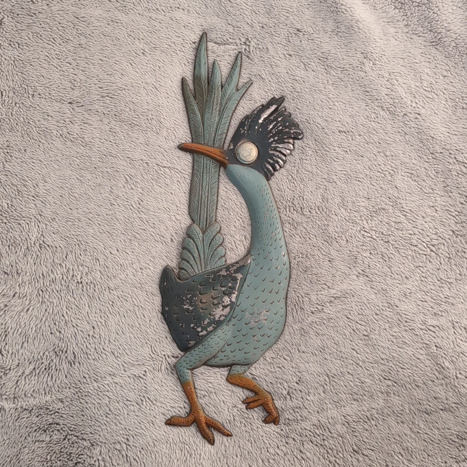 RARE Vtg 1969 Sexton USA Female Road Runner Wall Decor Blue Plaque MCM