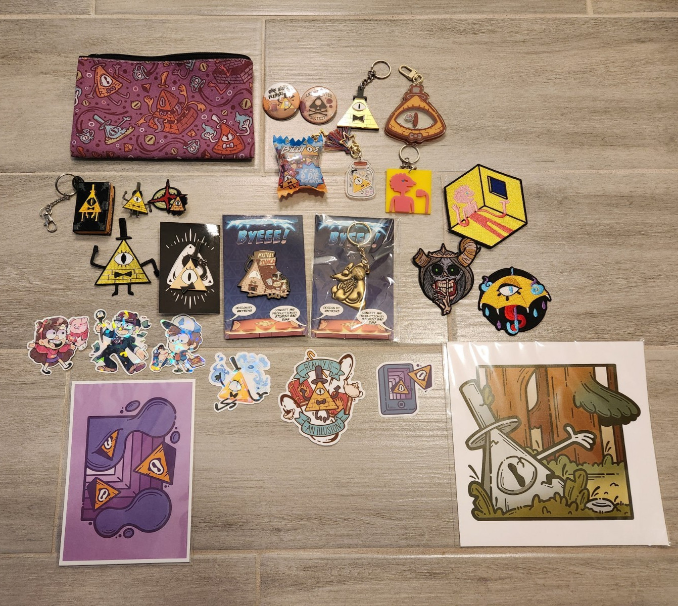 Gravity Falls Bill Cipher Merch Lot - Byeee Cipher Shack - Enamel Pins Keychains