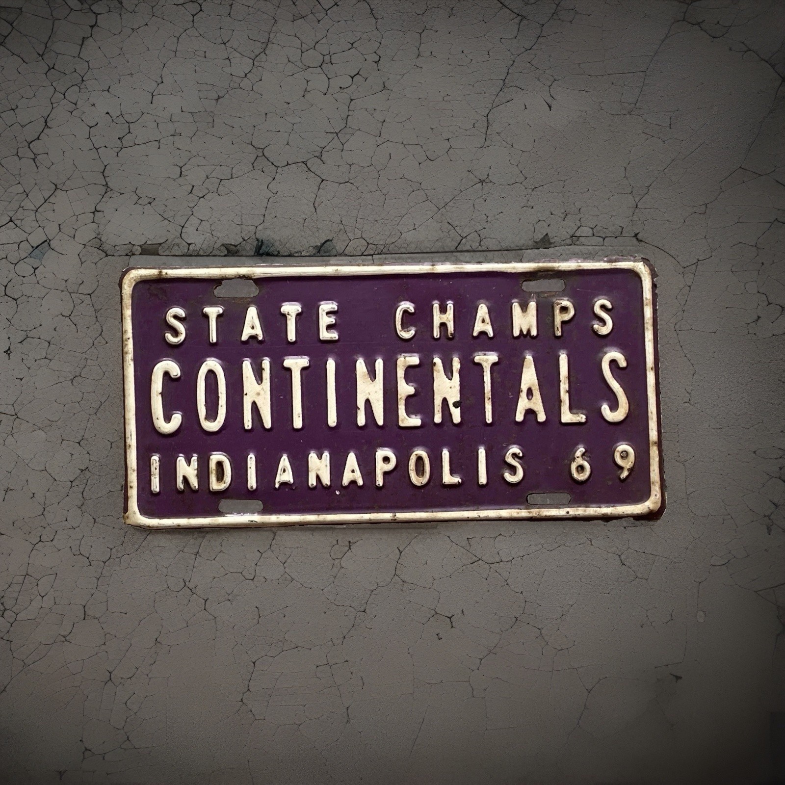 Historic 1969 Indianapolis Indiana Continentals State Champs Booster License Tag