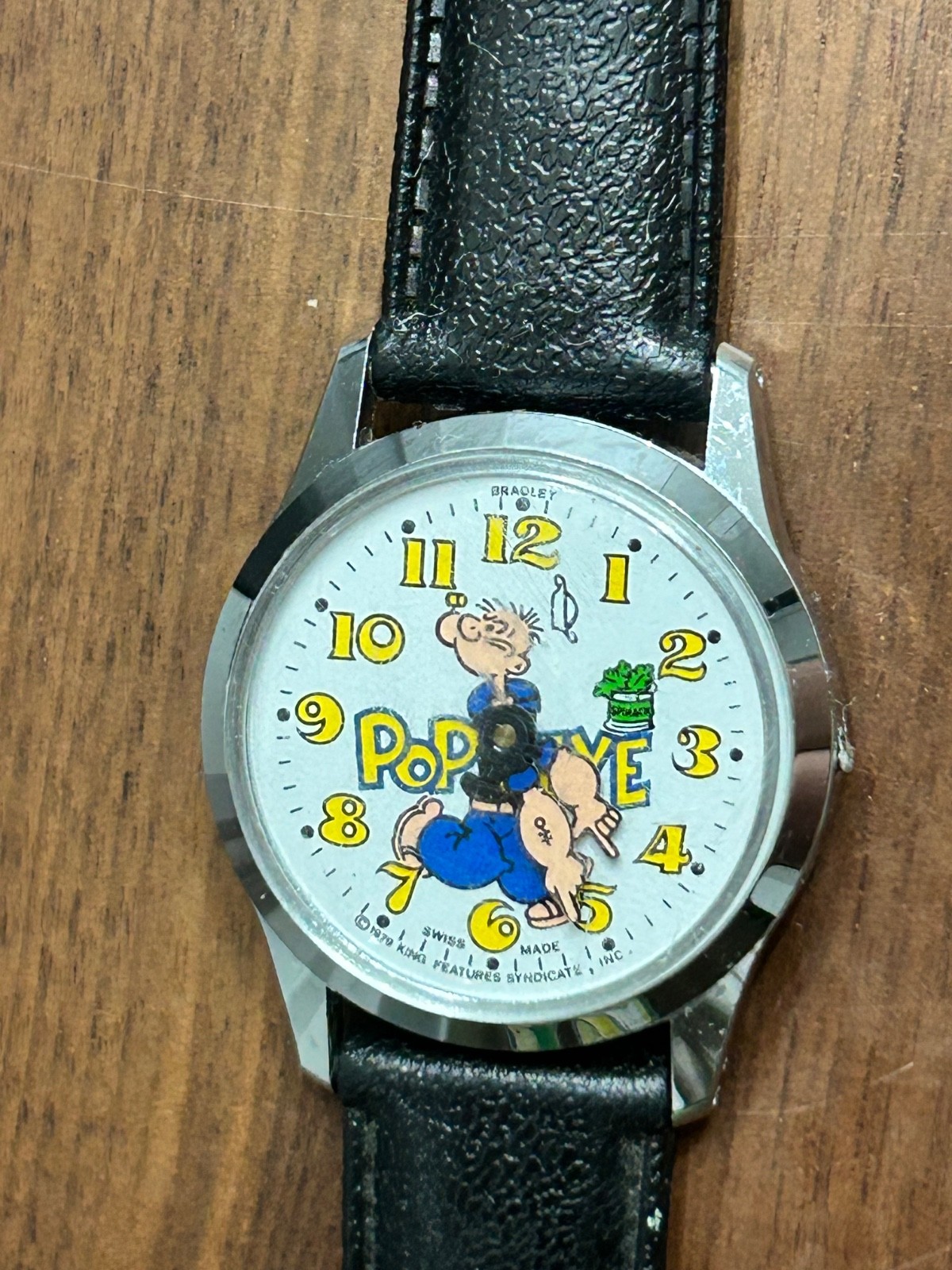  Vintage Popeye Wrist Watch Bradley 1979  Swiss Movement 