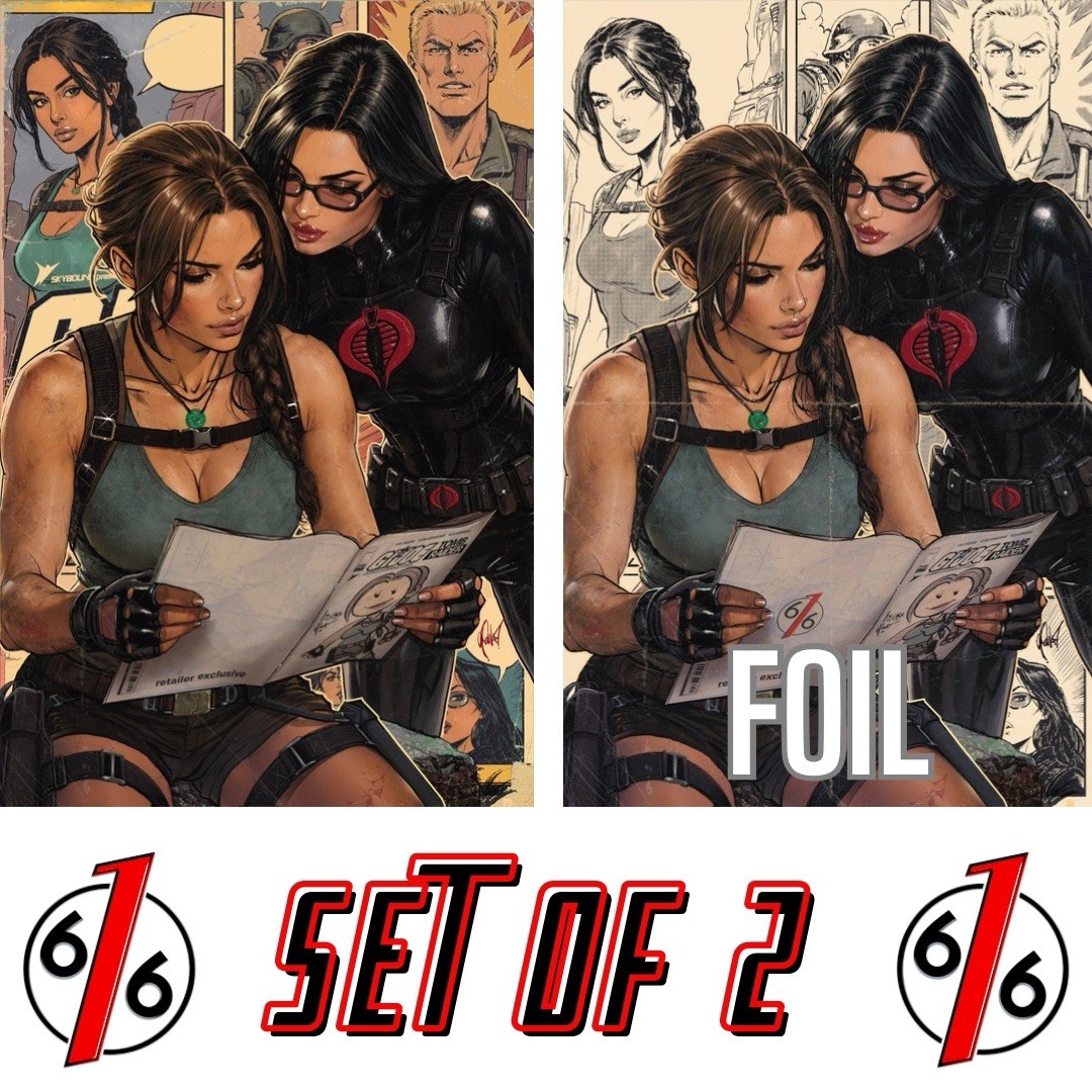 🔥 GI JOE TOMB RAIDER #2 CEDRIC POULAT 616 Virgin & FOIL Variant Set LTD 750