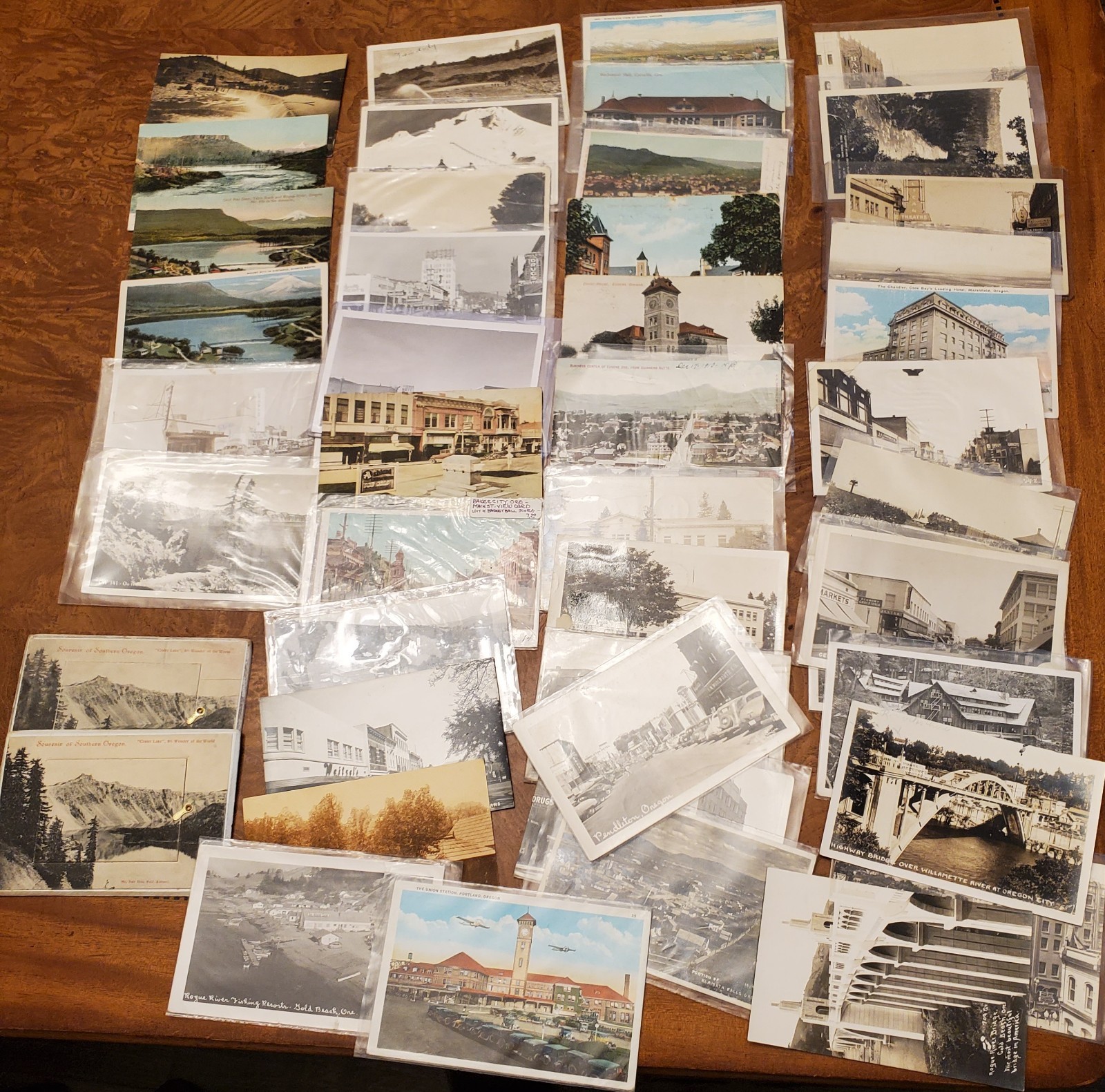 Antique Postcard lot - early 1900s - Oregon sites - mostly town shots, 45 items