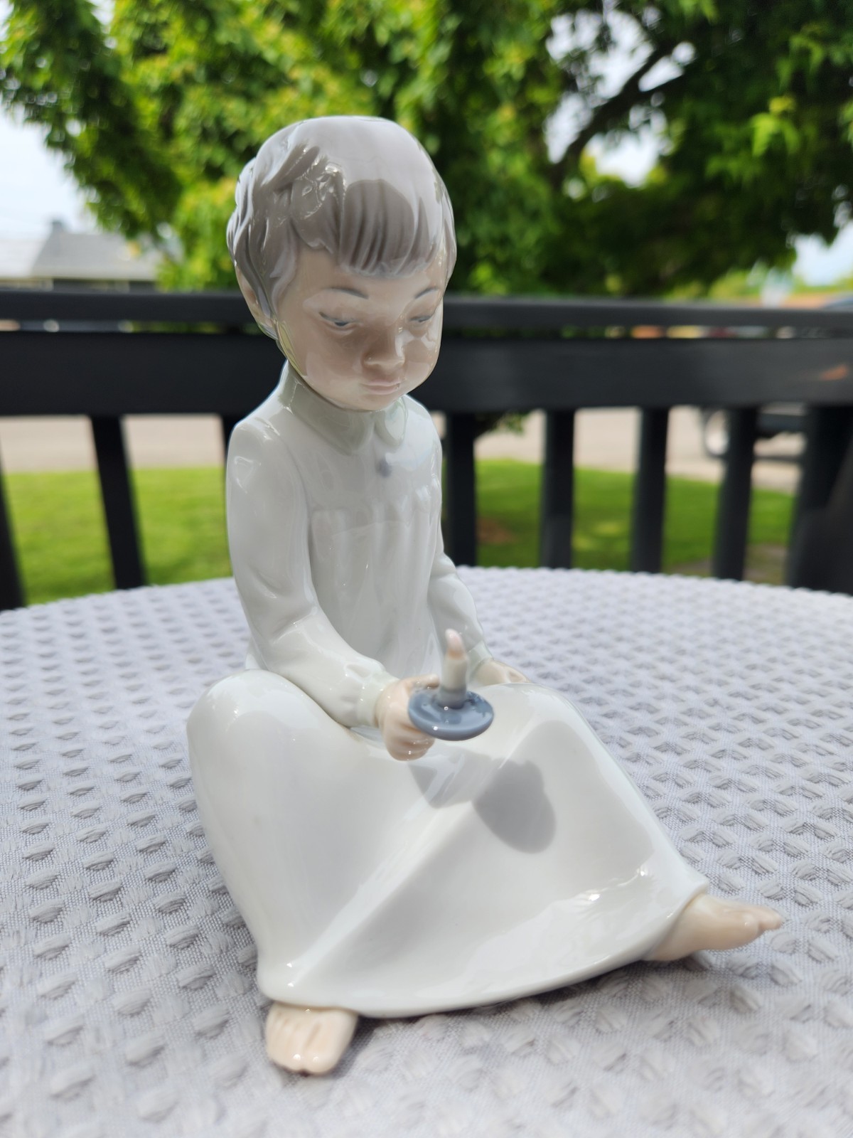 Vintage NAO By Lladro Figurine Boy In Night Shirt Holding Candle Spain
