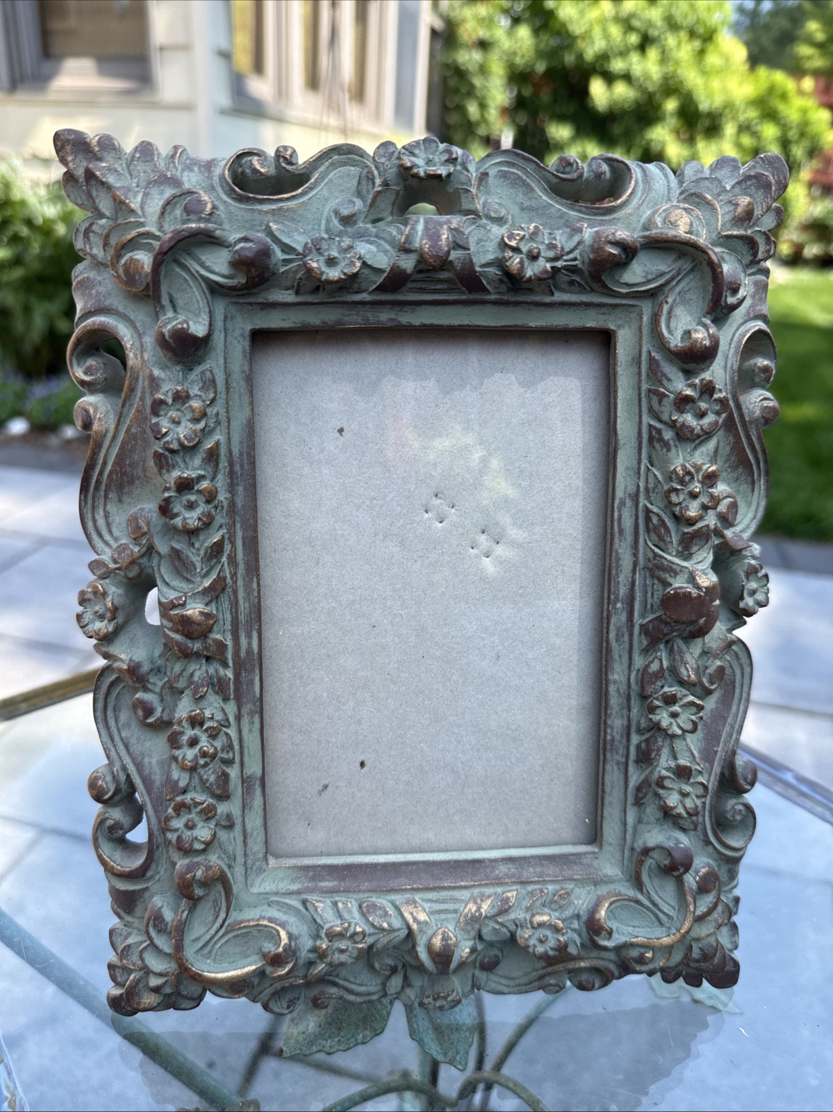 Drexel Heritage VTG Photo Frame Gallery Wall Baroque Gold Turquoise Weathered
