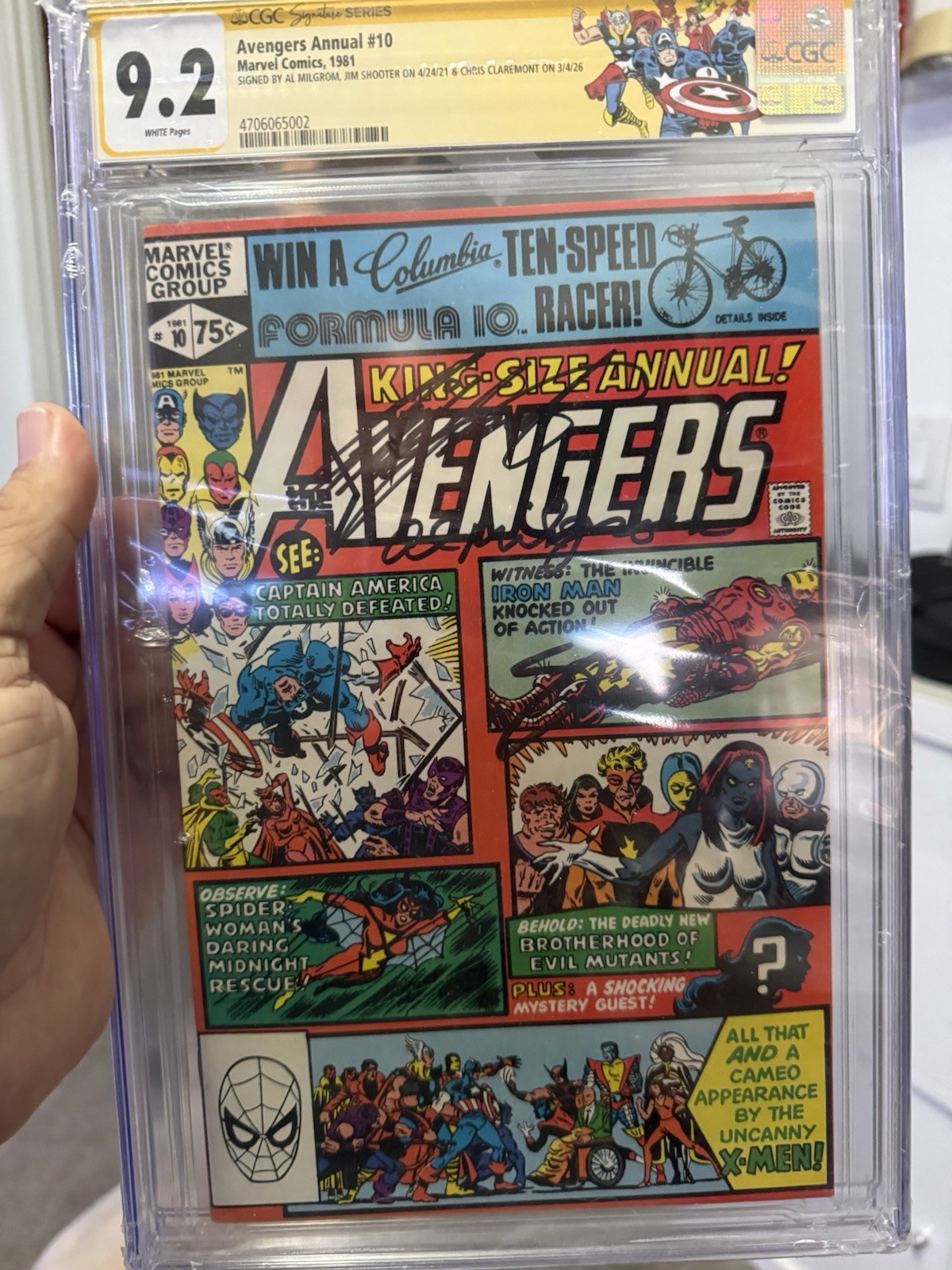 Avengers Annual #10  CGC 9.2 TRIPLE SIGNED And Custom Avengers Label