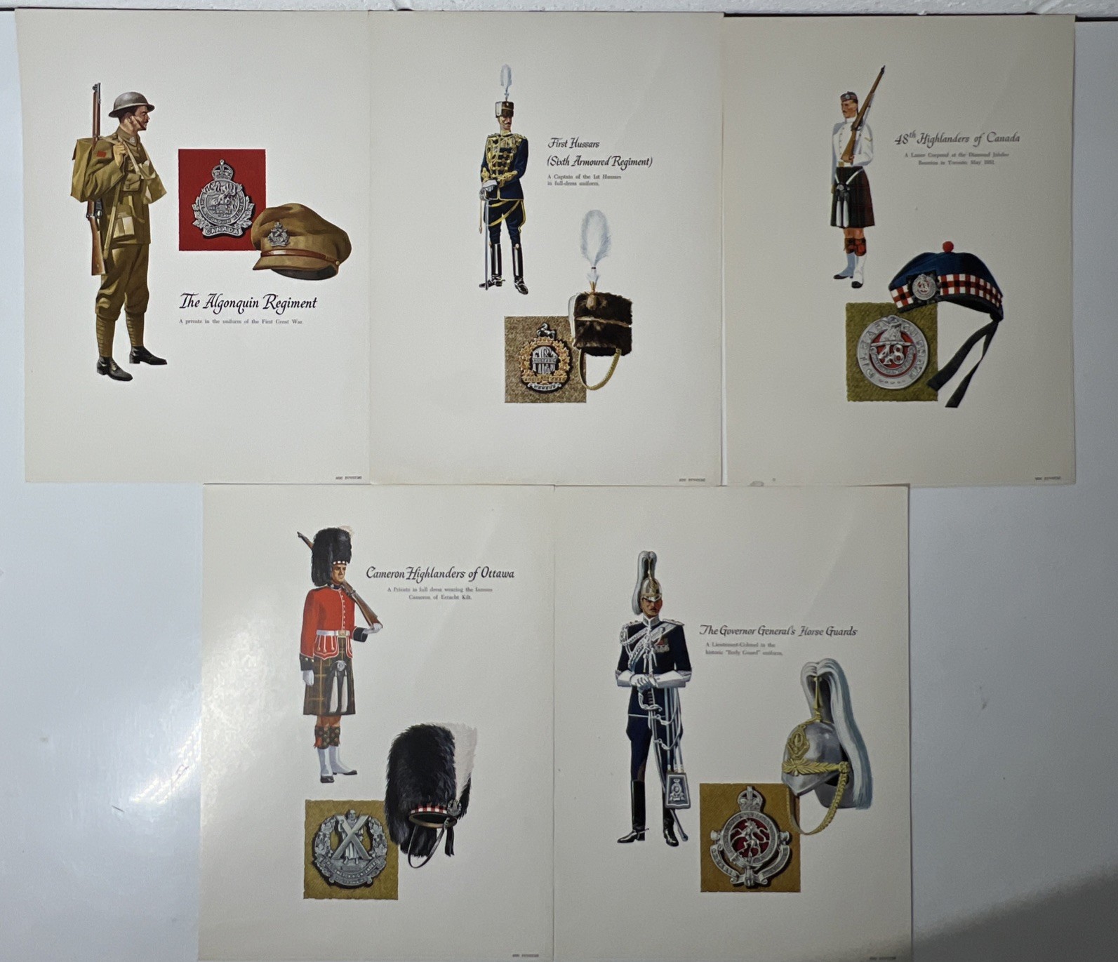 Vintage Canadian Military Regiment Uniform Prints O’Keefe’s 9x12