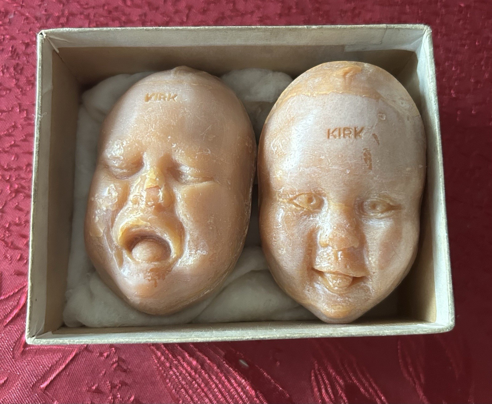 Vintage Kirk Soap Co. Happy & Sad Baby Face Soaps in Original Box, Creepy