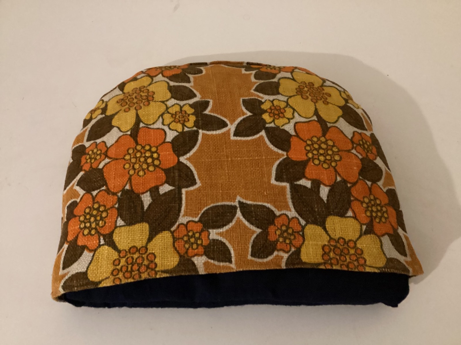 Vintage 1970s floral tea cosy.  Thick Padded Flower power pattern Prop Retro