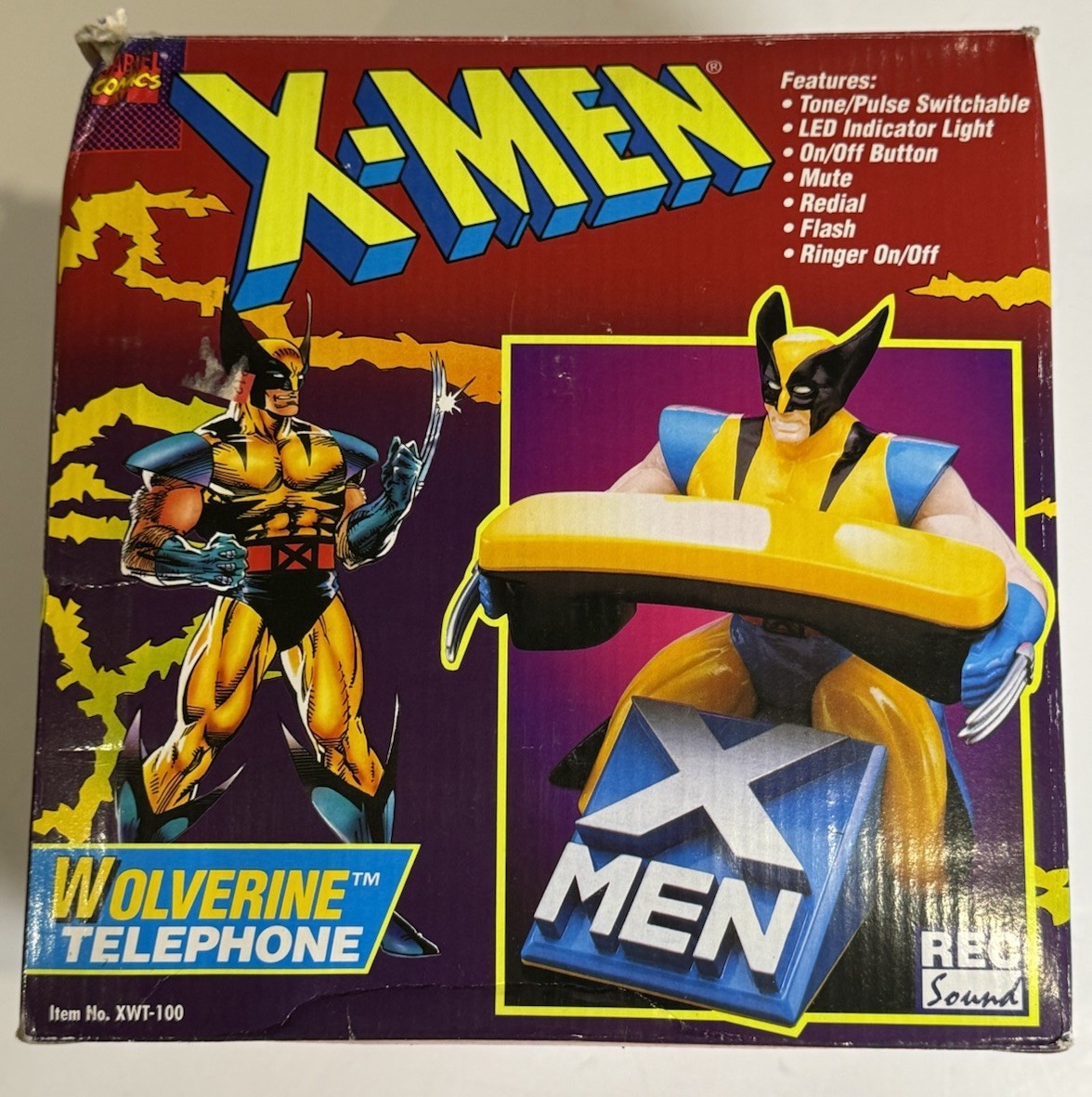 Marvel X-Men Wolverine Telephone Vintage 1994 Rec Sound XWT-100