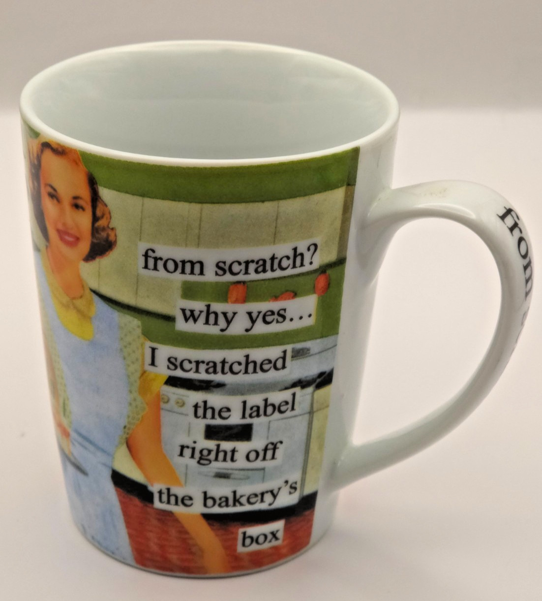 Anne Taintor From Scratch Mug Scratched the Label Off Bakery Box Retro Funny Cup